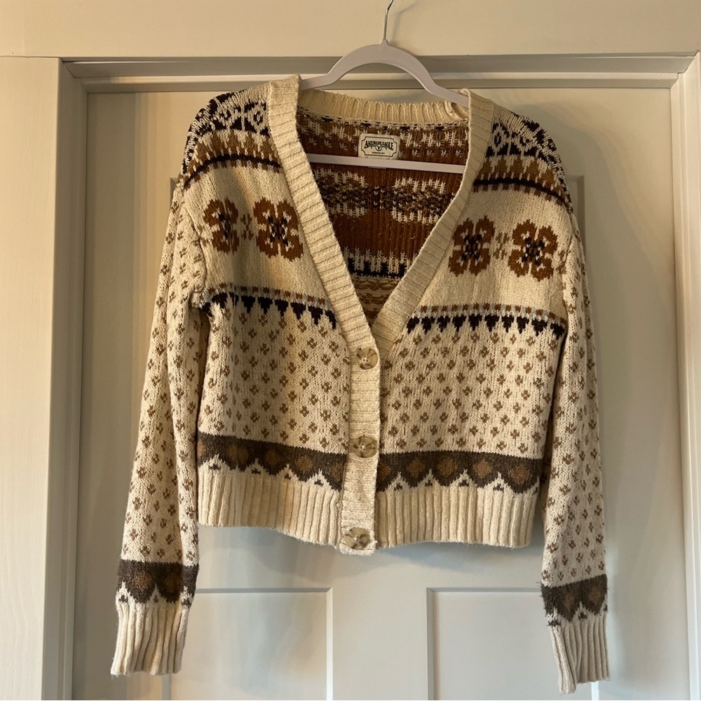 American Eagle women’s fair isle cardigan size small